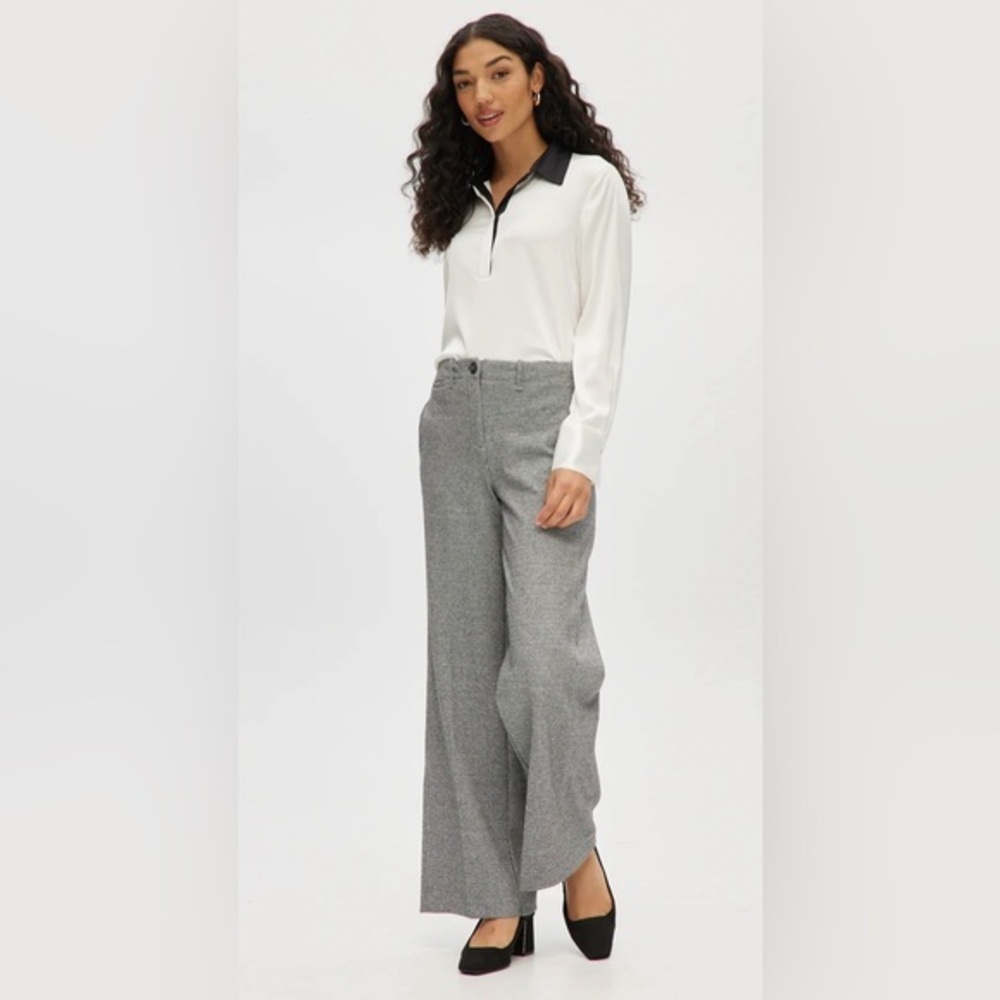 Hilary Radley Black off White High Waisted Straight Leg Knit Pants NWOT